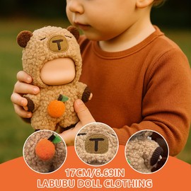 HAZMA 17 cm Plush Clothing, Ideal Children's Gift, Cute Mini Cuddly Toy Outfit with DIY Pullover Hoodie Clothing Accessories, C, Capybara Plush)