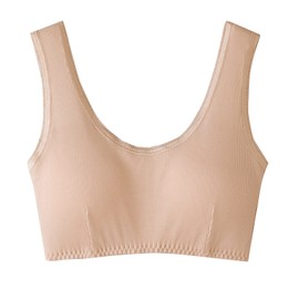 100% Cotton Soft Comfortable Bra 2 Pieces Beige LL