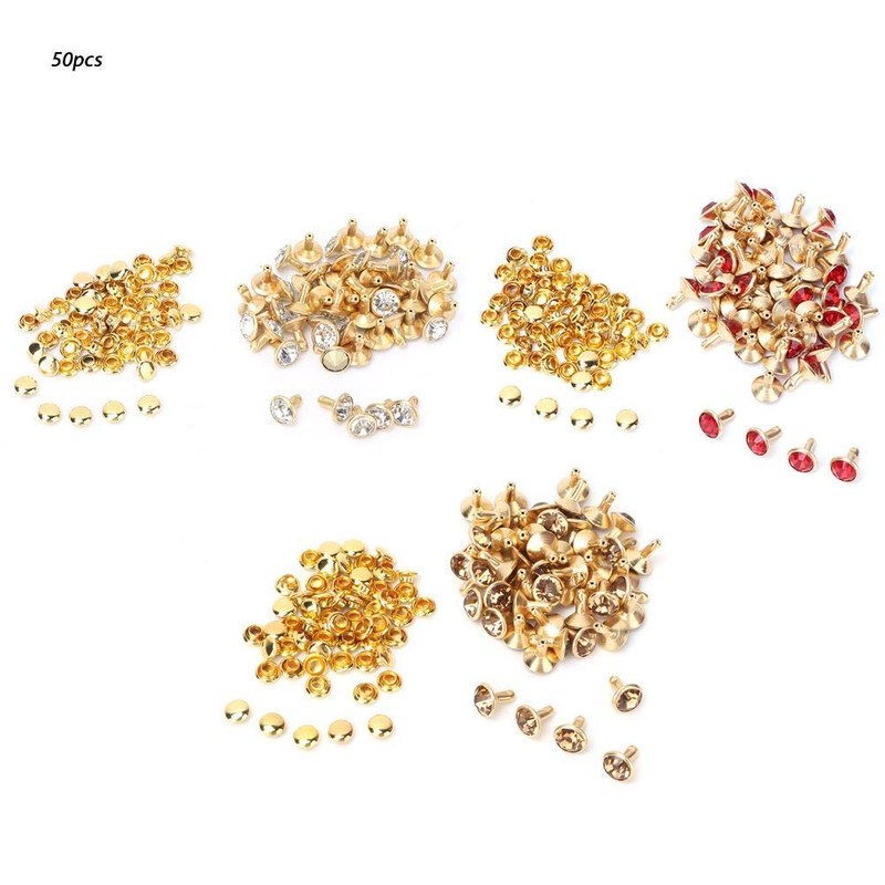 Pack of 50 Rhinestone Stud Earrings, Crystal Rivets, Rhinestone Diamond