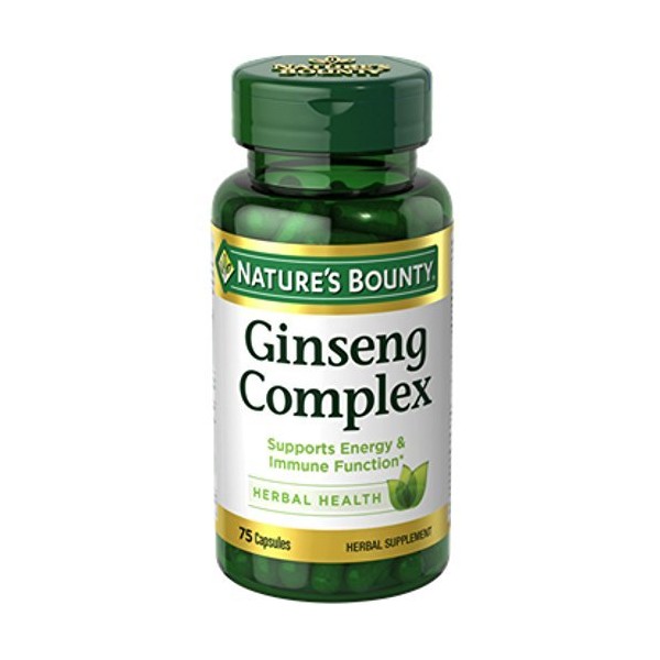 Nature's Bounty Ginseng Complex Herbal Health Capsules 75 ea (Pack
