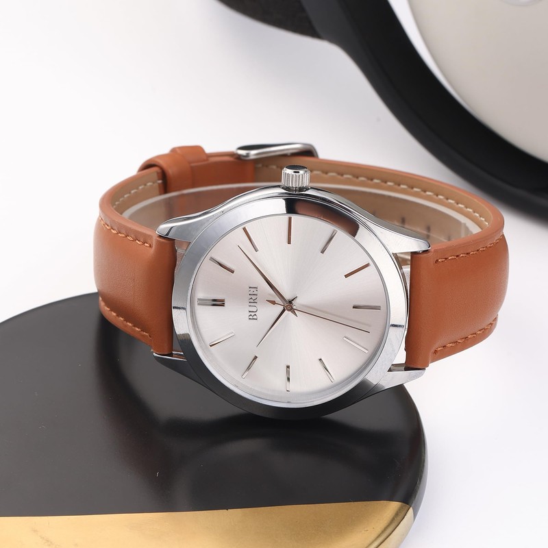 BUREI Men Watches Fashion Analog Stainless Steel Quartz Waterproof Watches,Gift