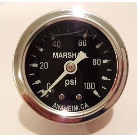 Marshall Gauge 0-100 Psi Fuel / Oil Pressure Black 1.5" Diameter Liquid Filled