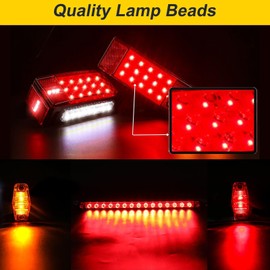 EXERAUO Boat LED Trailer Lights Kit, Submersible Trailer Light, Stop Brake Backup Reverse Lights with Marker Lights, 3rd Light Bar and Wiring Harness for Boat Truck Camper