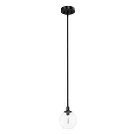 Hunter - Xidane 1-Light Matte Black, Mini Pendant Light, Dimmable, Mid Century Modern Style, Globe Shaped, for Bedrooms, Kitchens, Dining, Living Rooms - 19508