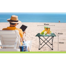 VILLEY Camping Side Table Aluminum Folding Beach Table w/CarryBag 16''/19''/24'' - 16'' Small