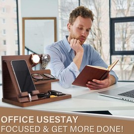 Organizador para Celular,Relojes,Llaves,Cartera,Accesorios para Hombre,Base de Celular para la Oficina y el Hogar,Organizador de escritorio,Múltiples Espacios para Buro y Escritorio,Regalo para Hombre