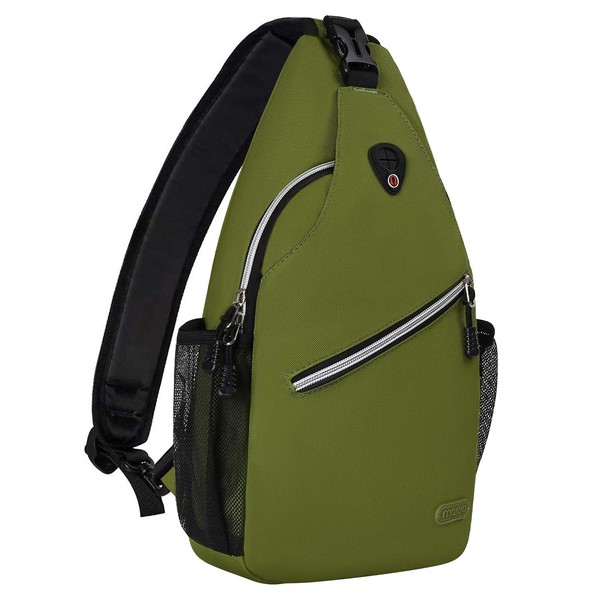 MOSISO Sling Backpack, Multipurpose Crossbody Shoulder Bag Travel Hiking Daypack, Army Green