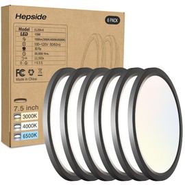 6PACK LED Flush Mount Ceiling Light, 3CCT Selectable 3000K-4000K-6500K & 100W Equivalent Modern Kitchen Ceiling Light Fixture 15W 1500Lm 7.5 Inch for Bathroom Closet Laundry Bedroom Hallway