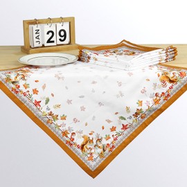 Arquiel Autumn Napkins Leaves Set of 4, Fabric Napkins 100% Cotton Soft High-Quality Reusable Dining Table Napkins Perfect for Weddings Kitchen Household Party (45 x 45 cm)