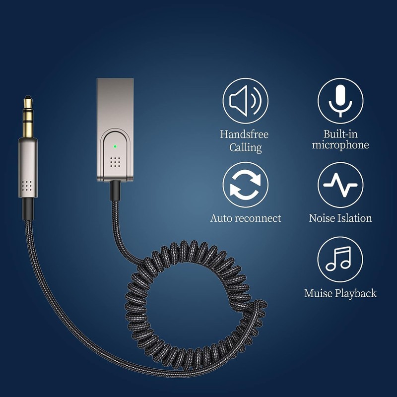 ZHITING Bluetooth Adapter Car Aux, Aux Bluetooth 5.1 Receiver with