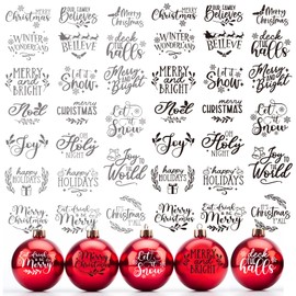 40 Pieces Christmas Word Stickers for Crafts Christmas Vinyl Stickers Waterproof Christmas Decals for Ornament Ball Wood Cup Glass Water Bottle Decoration (40 pcs Words)