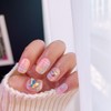 BomBom Check HeartHandmade Nail Tips - Coffin / 봄봄 체크