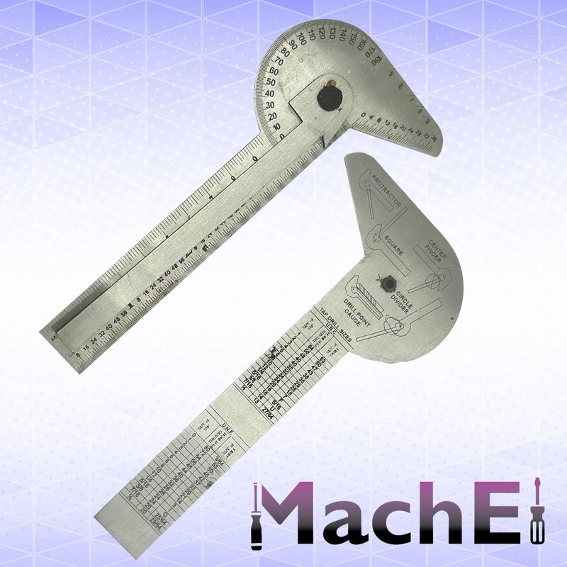 MachEl Multi-Purpose Protractor Square Rule Centre Finder Divider Drill Point