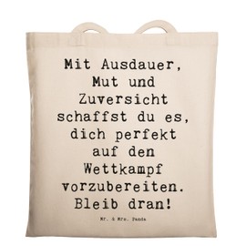 Mr. & Mrs. Panda Tragetasche Spruch Wettkampfvorbereitung meistern - Geschenk, Herausforderung, Jutetasche, Zuversicht, Lebenshilfe, Sport,