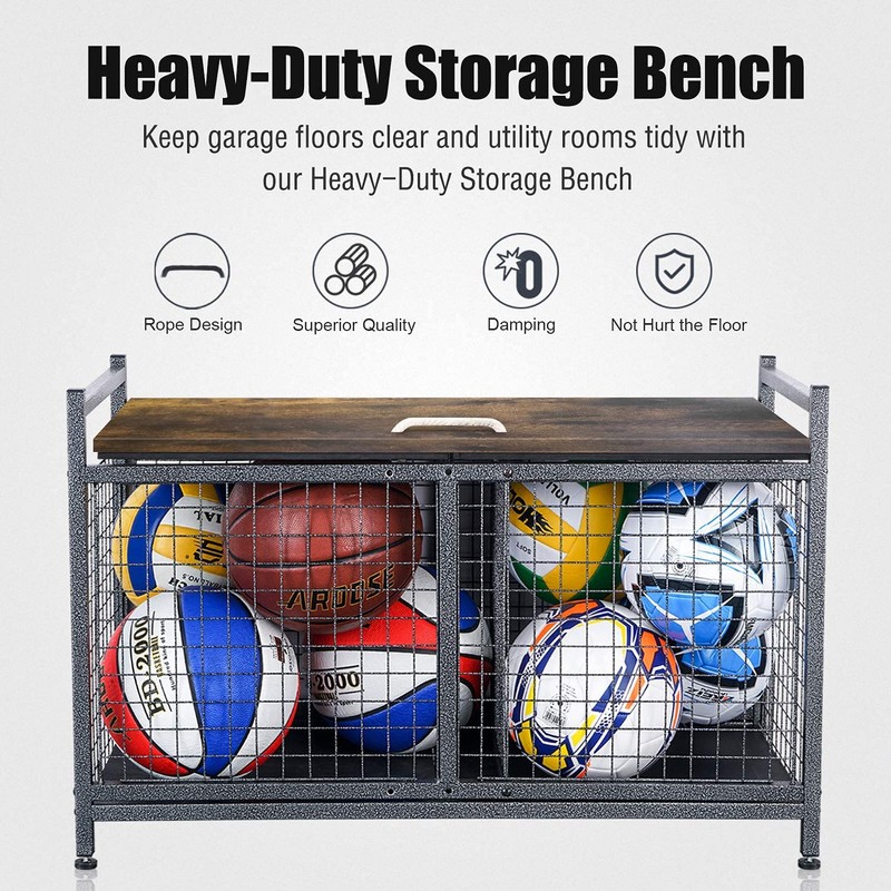 Mythinglogic Rolling Ball Storage Cart, Sports Equipment Storage Organizer for
