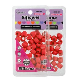 2 Pack Heart Shaped Silicone Hair Beads – 70 PCS 16mm, Premium Soft Rubber, Noiseless, Painless, Light for Women Girls Stylish Braiding:_Red