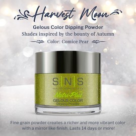 SNS Healthy Natural Nails SNS Nail Dip Powder, Gelous Color Dipping Powder - Comice Pear (Green/Avocado, Shimmer) - Long-Lasting Dip Nail Color Lasts 14 Days - Low-Odor & No UV Lamp Required - 1 OZ