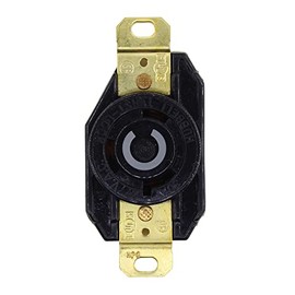Hubbell Wiring Systems Locking Devices, Twist-Lock, Industrial, Flush Receptacle, 30A 277V AC, 2-Pole 3-Wire Grounding, L7-30R, Screw Terminal, Black