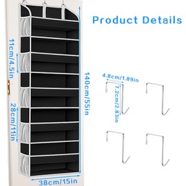Hanging Door Organiser, Storage Door Hanging, Hanging Organiser Door with 5 Compartments, Door Shelf for Hanging, Organiser Foldable and Space-saving, Hanging Organiser for Bathroom, for Bedroom
