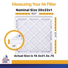 Filter King 20x22x1 Air Filter 6-PACK MERV 13 Actual Size 19.5 x 21.5 x .75"