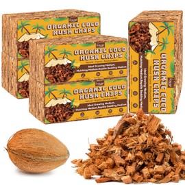 Legigo 10 Pack Coco Husk Chips- 11 LB 100% Organic Coconut Coir Chips Brick Potting Soil Mix with Low EC & PH Balance, Compressed Coconut Substrate Coco Chips Mulch Medium for Garden, Flowers, Plants