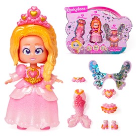 KOOKYLOOS FAIRYTALE MIX and MATCH HEARTS - 3 in 1 fantasy themed doll, Contains 1 doll, 1 princess outfit, 1 mermaid outfit and 1 fairy outfit