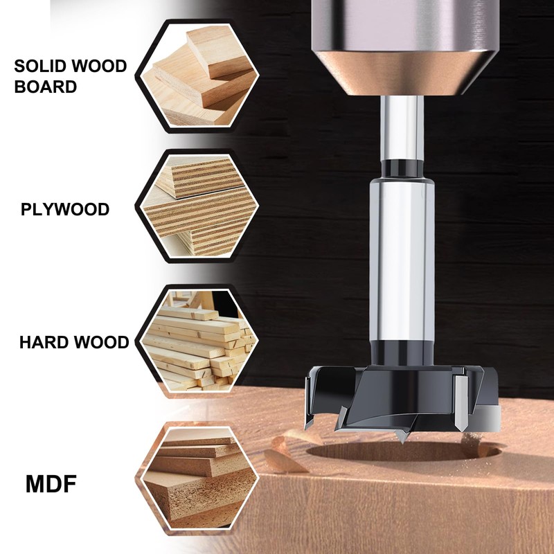 hsawbit 90mm forstner drill bit, Triple-Flute Carbide Tipped Forstner Bit