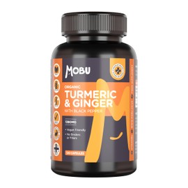 Organic Turmeric 1380mg with Black Pepper & Ginger - 120 Vegan Capsules - Organic with Active Ingredient Curcumin - UK Made MOBU