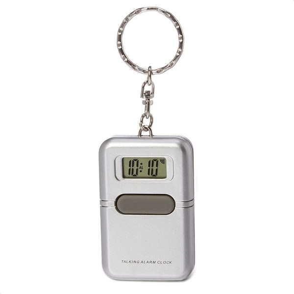 Talking Clock For Blind Keychain Alarm - Small Digital Clock Keychain with Alarm for Visually Impaired Digital Alarm Clock for Kids, Elderly - Digital Clock Battery Operated Talking Travel Alarm Clock