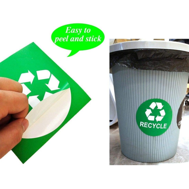 Recycle Sticker Trash Bin Label 8 Pack-4"x4"-Waterproof Organize & Coordinate