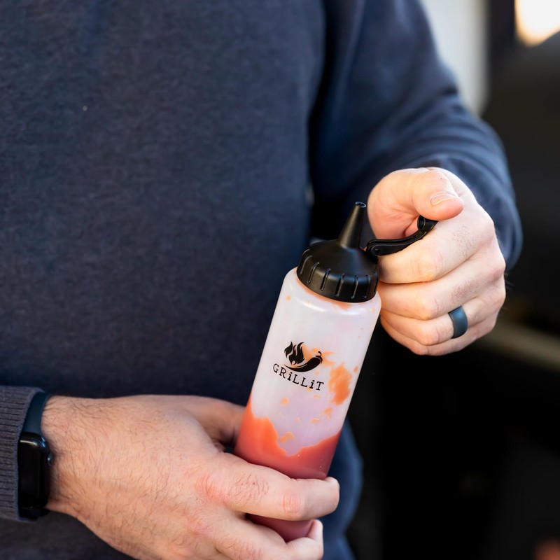 GRiLLiT Condiment Squeeze Bottle Set (1-16 oz and 1-10 oz)