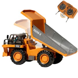 OrgaNatureQueen 9-Channel Metal RC Dump Truck with Lights and Sound, Remote Control Heavy Equipment Toy Construction Vehicles Toys for Adults Kids Boys Ages 4 5 6 7 8 9 10 11 12