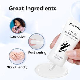 JEWHITENY 2PCS Poly Gel White Poly Nail Gel Nail Extension Enhancement Natural Looking And Long Lasting Thickening Trendy Nail Art Design Salon At Home Need U V Lamp Curing