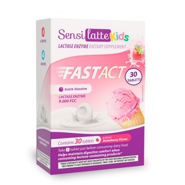 Lactase Enzyme 30 Tablets Strawberry - 9.000 FCC - Sensilatte – Quick Dissolution – Helps with Digestive Comfort – Prati Donaduzzi