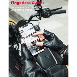 KEMIMOTO Fingerless Driving Gloves PU Faux Leather Outdoor Sport Black Half Finger Glove for Men Women Teens, Black, Small