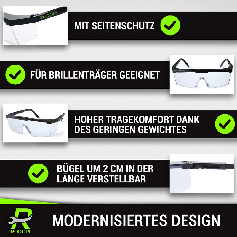 RODOPI ClearVision-FogX Safety Goggles Adjustable Safety Glasses Anti Fog EN