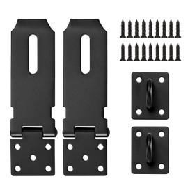 4 Inch Door Hasp Latch Lock,2 Pcs Padlock Hasp Clasp with 16 Screws,304 Stainless Steel Safety Clasp Hasp Lock Latch Set,Gate Lock Hasp for Doors Cabinets Closets (Matte Black)