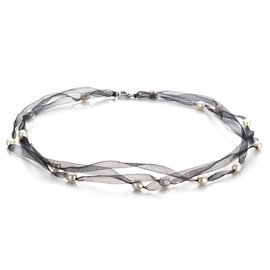 Black Jasmine White 5-6mm A Quality Freshwater Cultured Pearl Necklace-18 in Princess Length