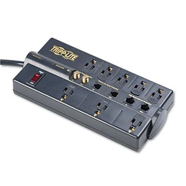 Tripp Lite TLP810NET Protect It! 8-Outlet Surge Protector (3,240 Joules; 10ft Cord; Modem/coaxial/Ethernet Protection)