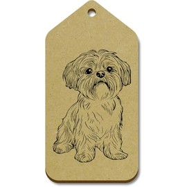 10 x Large 'Shih Tzu Dog Sitting' Wooden Gift Tags (TG00136480)