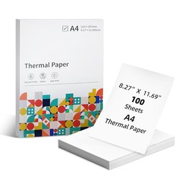 BORN4SHIP A4 Thermal Paper, 210 x 297 mm Folding Black Mark Thermal Paper for A4 Portable Thermal Printer, compatible with portable letter thermal printer, 8.27"×11.69” Size, Total 100 sheets, White