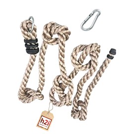 h2i Climbing rope for children, climbing rope with 4 knots, knot rope for play tower, tree house and climbing tower, rope including locking ring and carabiner, outdoor climbing toy, length 2 m