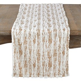 Occasion Gallery Gold Tone Foil Print Faux Fur Table Runner Small 16" X 54" Rectangular, 100% Polyester