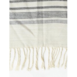 AMOLDO Men's Winter Scarf Warm Long Soft Scarf Plaid Tassel Soft Thick Cold Weather Scarves For Men (Striper Design) (Dark cream)