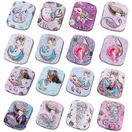 Framendino, 8 Pack Mini Tin Trinket Coin Boxes Mermaid Pattern Jewelry Storage Case with Lid for (Random Color)