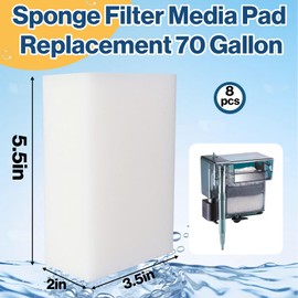 Stitokg 8-Pack Sponge Filter Media Pad Replacement, Compatible with Aqua Clear 70 Gallon, Fits for 40-70 Gallon Aquariums, Enhanced Foam Insert for Filtration, Fish Tank Filter Media