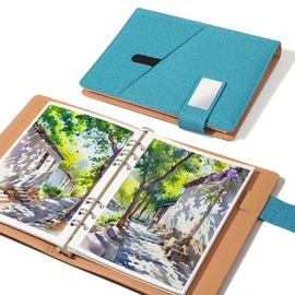 Lightwish Watercolor Sketchbook,100% Cotton Acid Free Watercolor Journal,300gsm/140lb Hot Press Watercolor Paper for Artists,Adults,Students,20 Sheets,9.25 * 6.3 Inches(Cloth Blue)