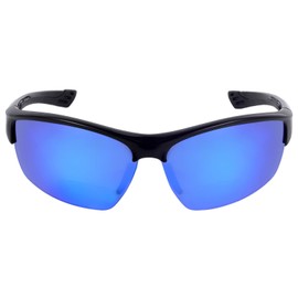 Mass Vision “The Skillful” 2 Pair of Unisex Sport Wrap Polarized Bifocal Sunglasses (Black/Open Road Blue, 3.0, multiplier_x)