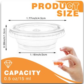Maxdot 1000 Pack 0.5 oz Plastic Portion Cups with Lids Bulk Mini Disposable Souffle Containers Cups Sauce Condiment Leak Proof Shot for Lunch Small Portion Cup Box Travel Home Party Dinner Sauce Salad