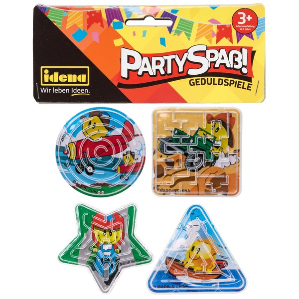 Idena 40430 Party Fun Patience Games, Pack of 4, Small